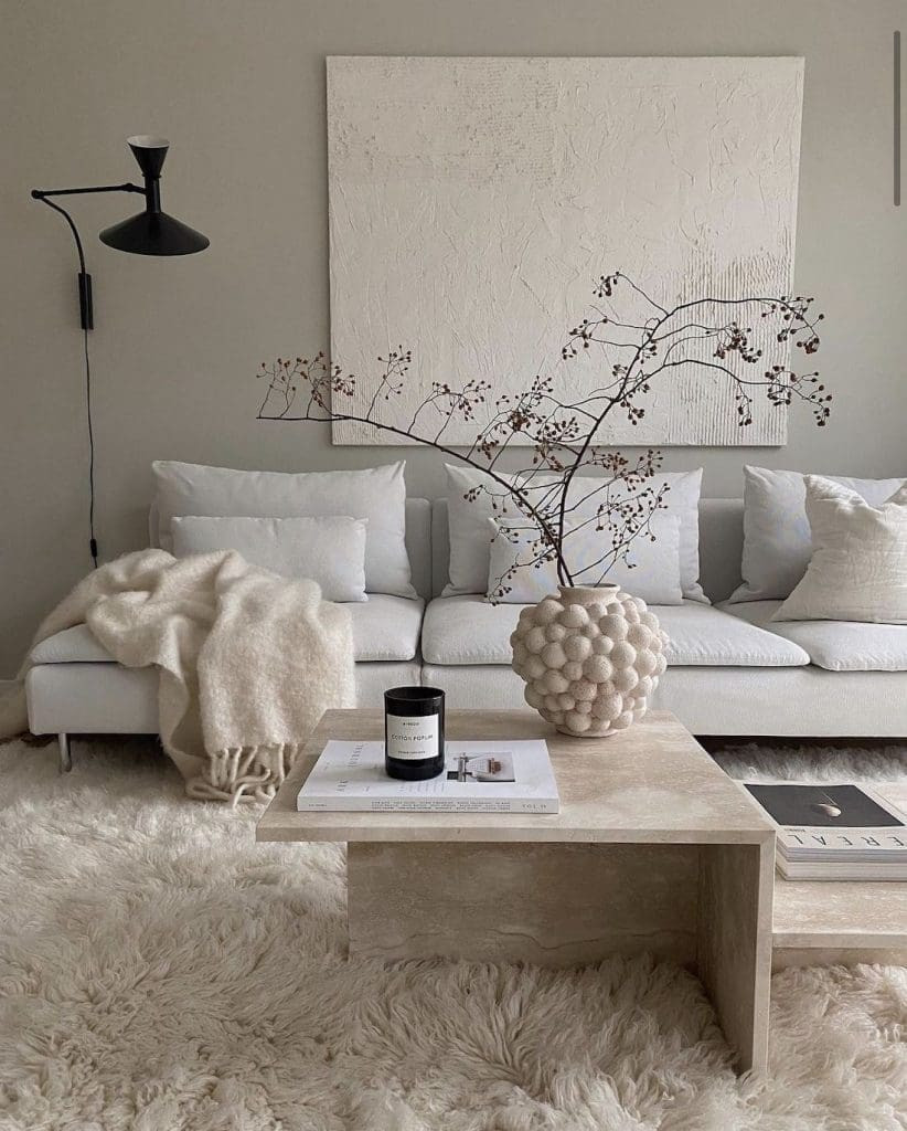 Minimalist Hygge Living Room with Sculptural Decor — Hygge Home Decor