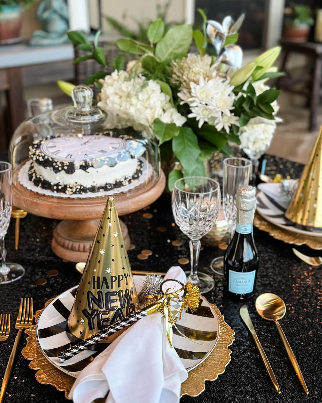 Glamorous Black Sequin Dessert Table Glamorous Black Sequin Dessert Table — New Years Eve Dessert Table