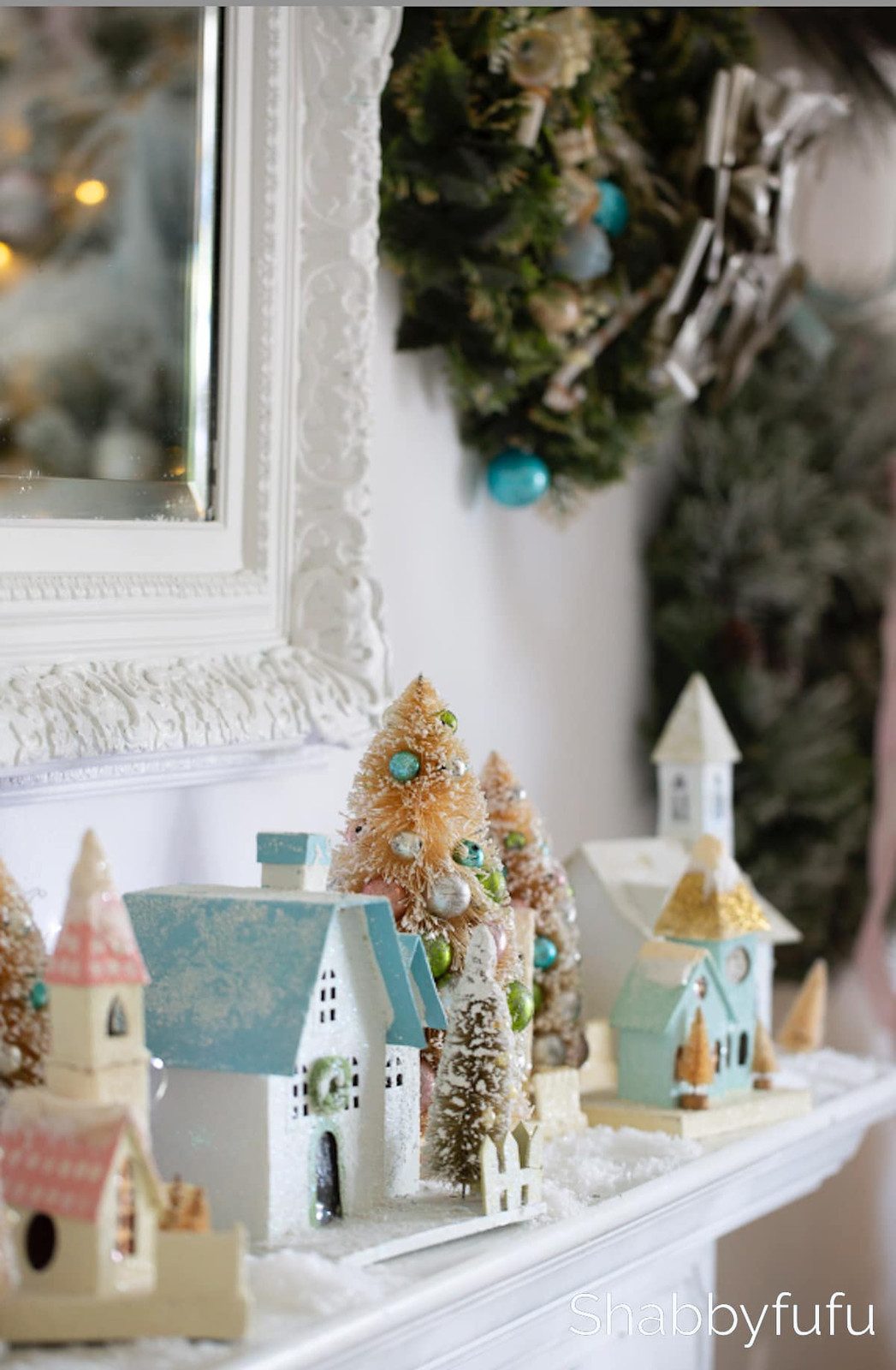 Miniature Coastal Christmas Village on Mantel Miniature Coastal Christmas Village on Mantel — Coastal Christmas Decor