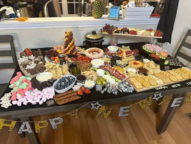 Abundant Long Buffet Table Spread Abundant Long Buffet Table Spread — New Years Eve Dessert Table