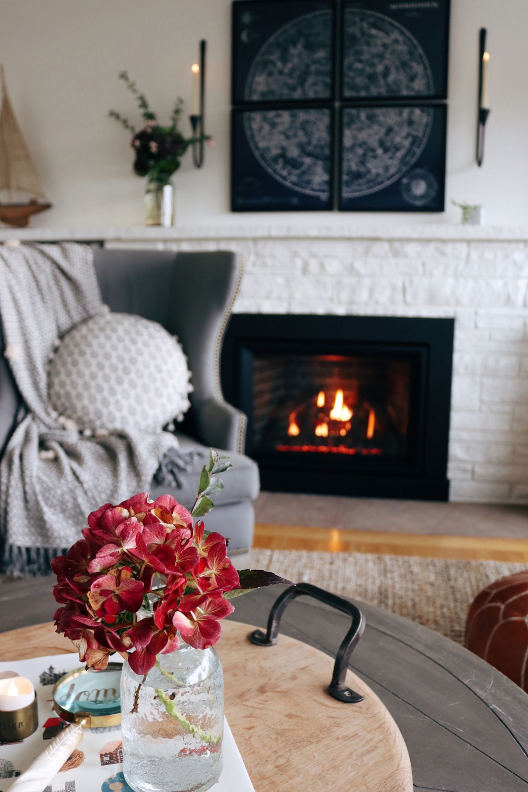 Glowing Fireplace for Intimate Evening Ambiance Glowing Fireplace for Intimate Evening Ambiance — New Years Eve Date Night at Home