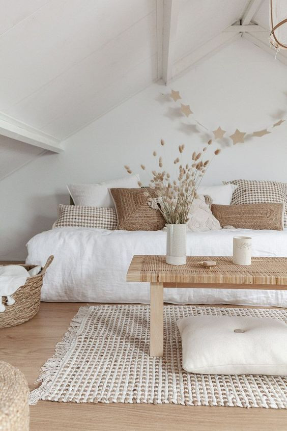 Compact Boho Hygge Living Room with Daybed and Rattan — Hygge Home Decor