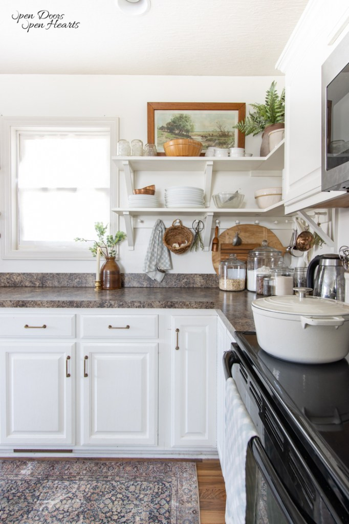 Cottagecore Kitchen Shelving with Greenery Cottagecore Kitchen Shelving with Greenery — Winter Home Decor