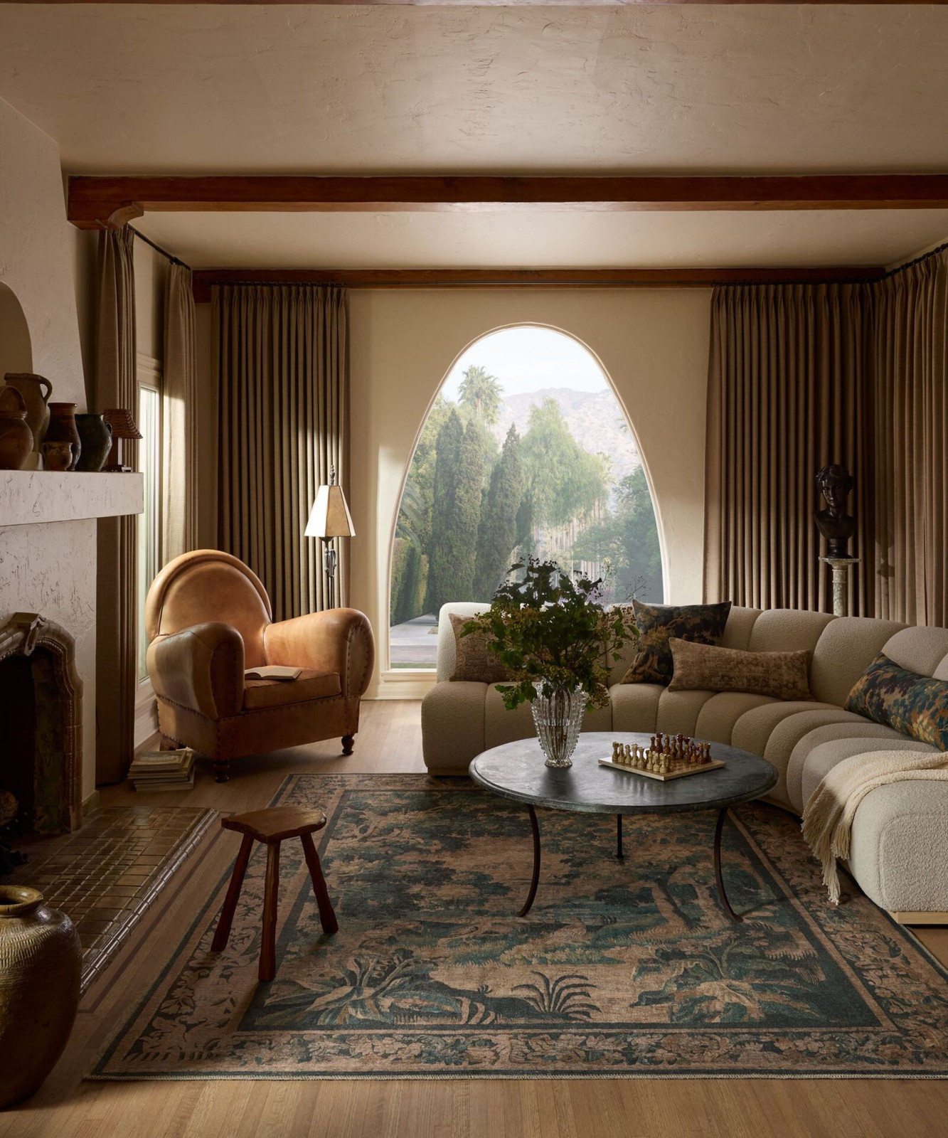 Boho Hygge Living Room with an Arched Window View — Hygge Home Decor