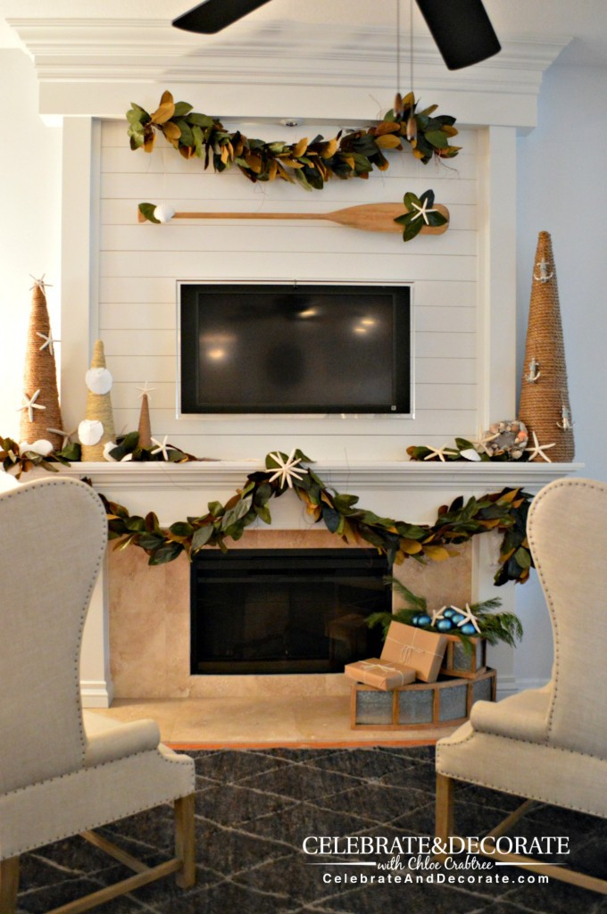 Nautical Fireplace Mantel Decor Nautical Fireplace Mantel Decor — Coastal Christmas Decor