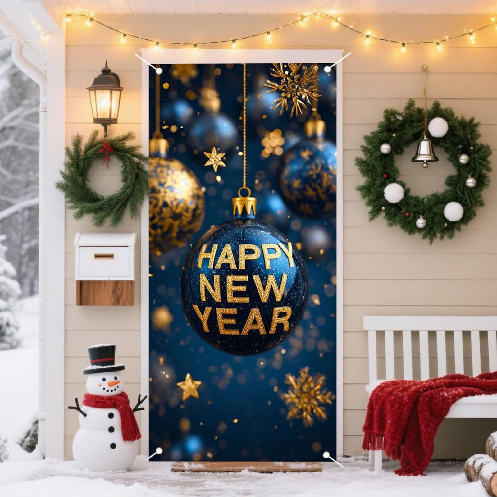 Winter-Themed Door Banner as a Festive Entrance Backdrop — New Years Eve Backdrop