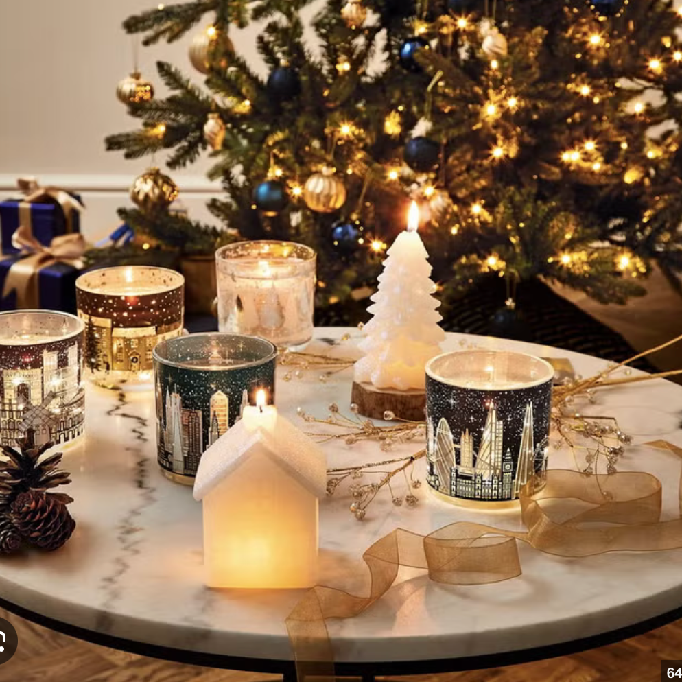 Modern Festive Candle Decor with House and Tree Shaped Candles Modern Festive Candle Decor with House and Tree Shaped Candles — Christmas Candle Decor