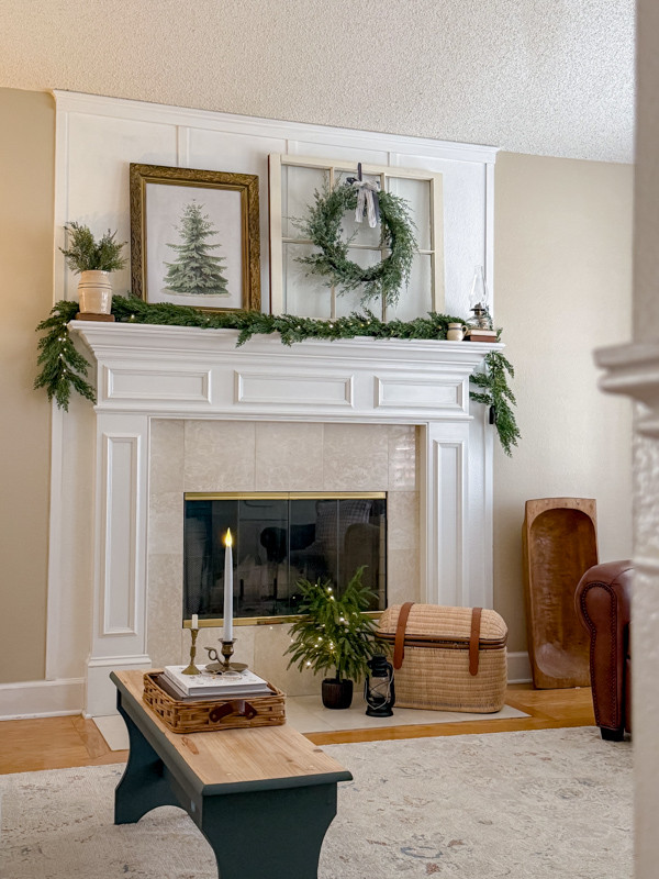 Layered Garland and Wreath for a Cozy Traditional Mantel — Winter Mantel Decor