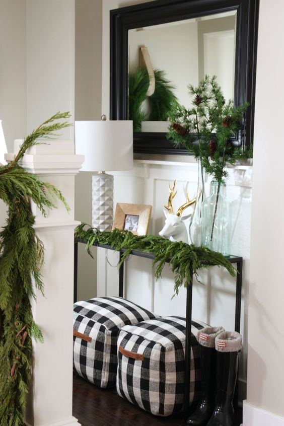 Farmhouse Entryway Console Table with Deer Head Bust Farmhouse Entryway Console Table with Deer Head Bust — Winter Home Decor