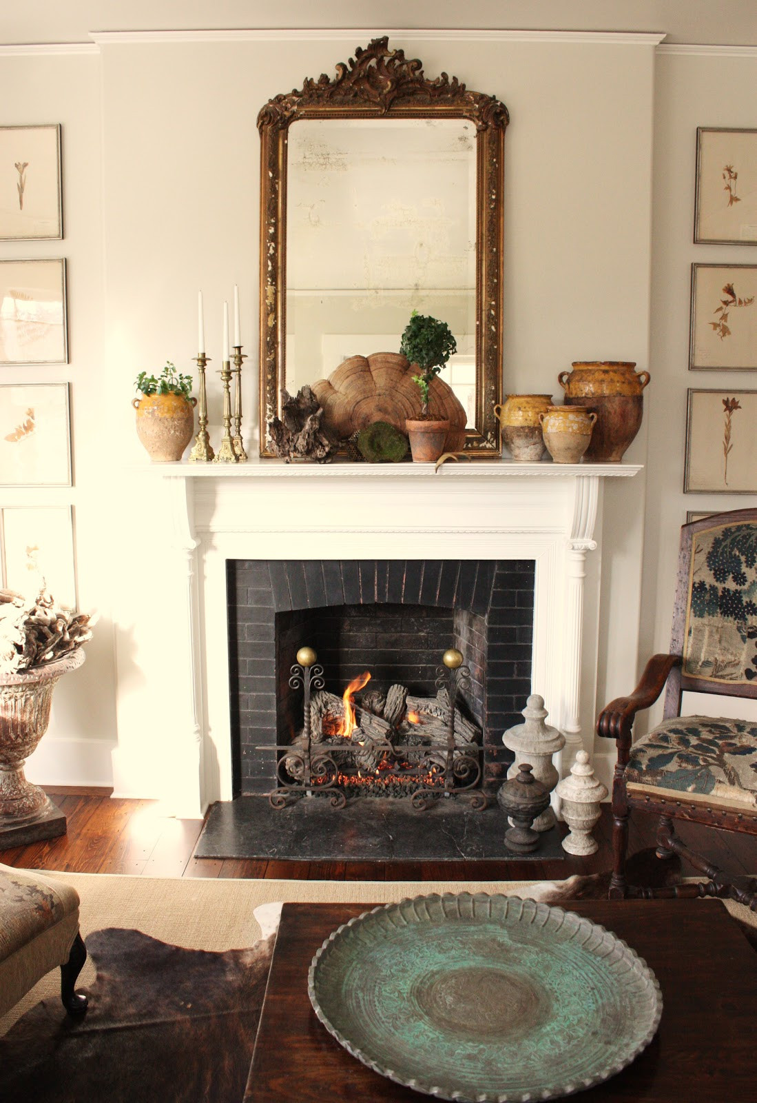 Traditional Elegance with an Ornate Mirror and Greenery Garland — Winter Mantel Decor