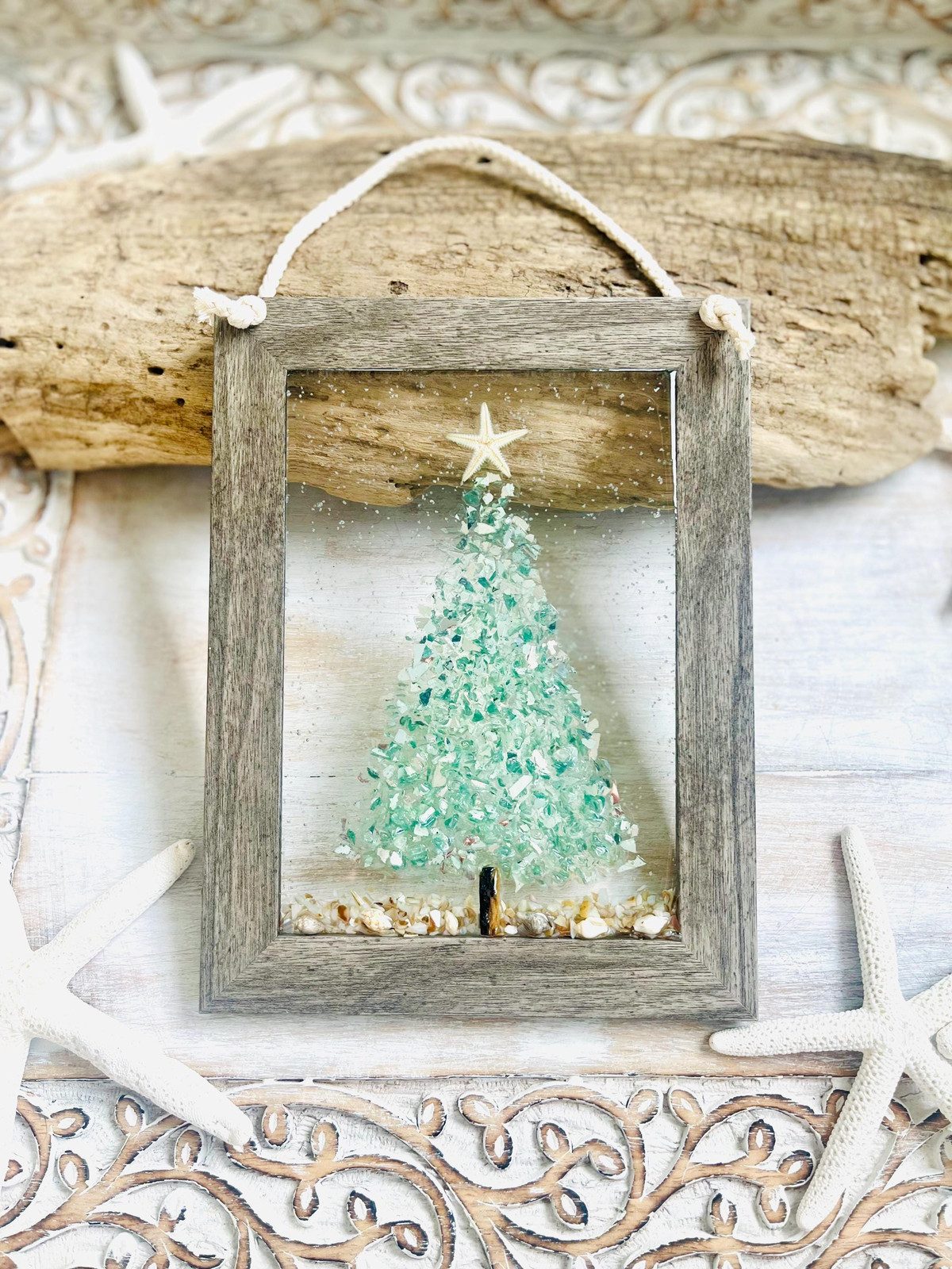 Framed Coastal Christmas Tree Wall Art Framed Coastal Christmas Tree Wall Art — Coastal Christmas Decor